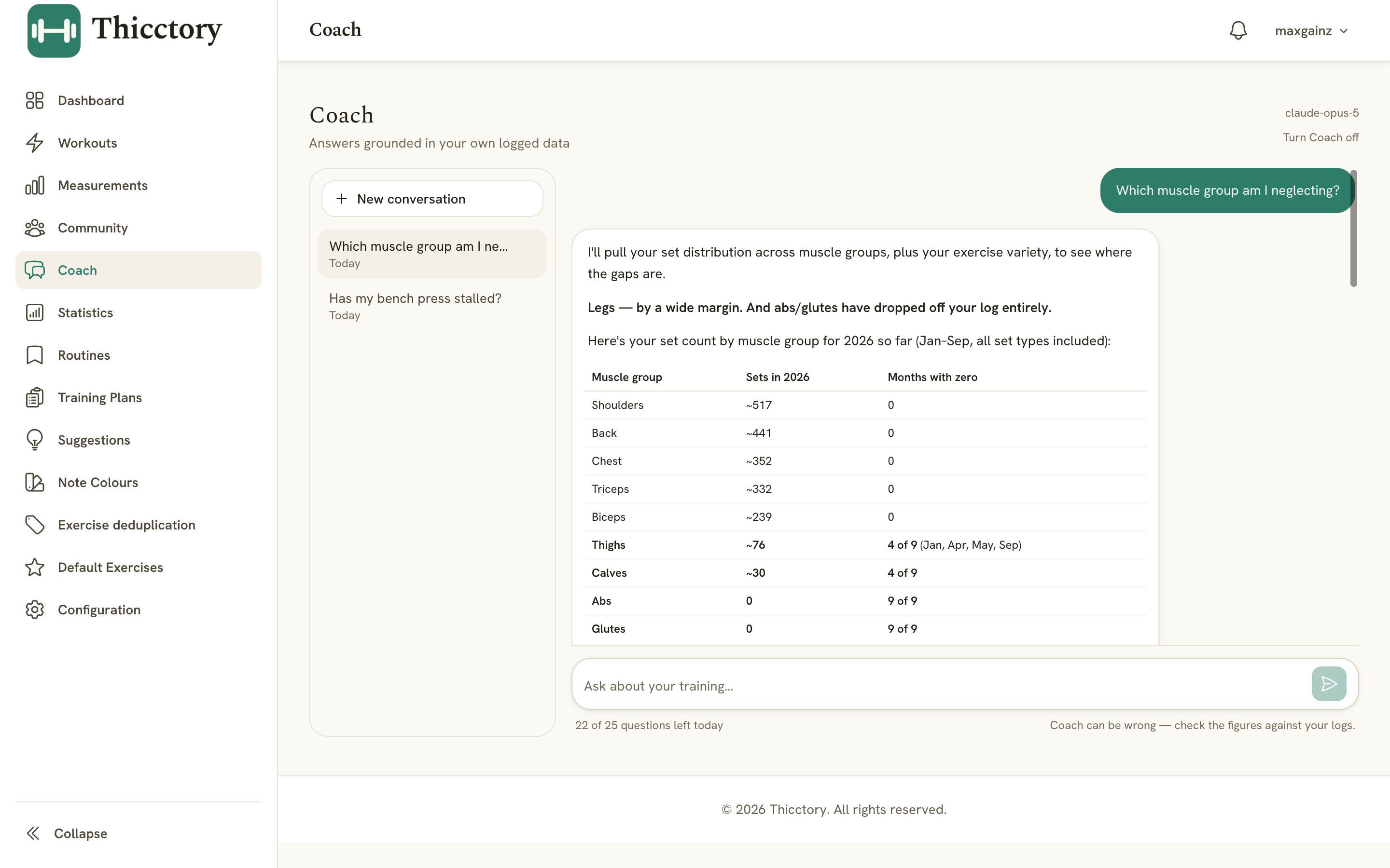 Coach — ask about your own training