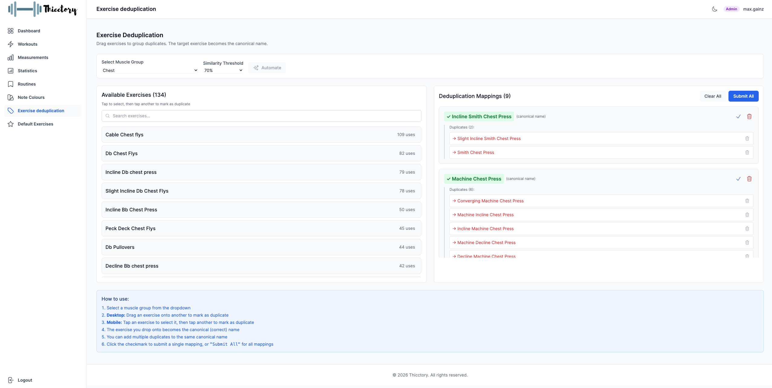 Exercise Deduplication